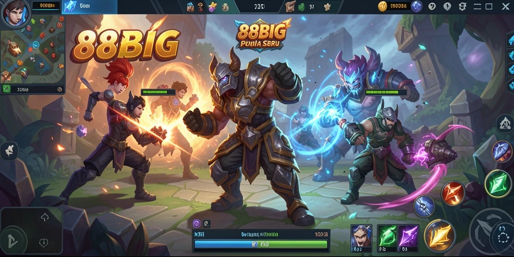 Gameplay seru di arena MOBA 88BIG dengan karakter unik.